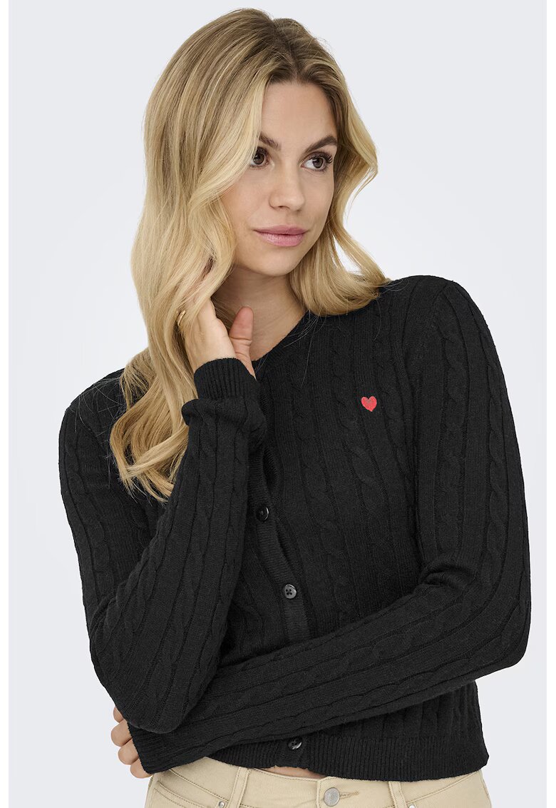 Only Cardigan cu detaliu inima si nasturi - Rosu/Negru