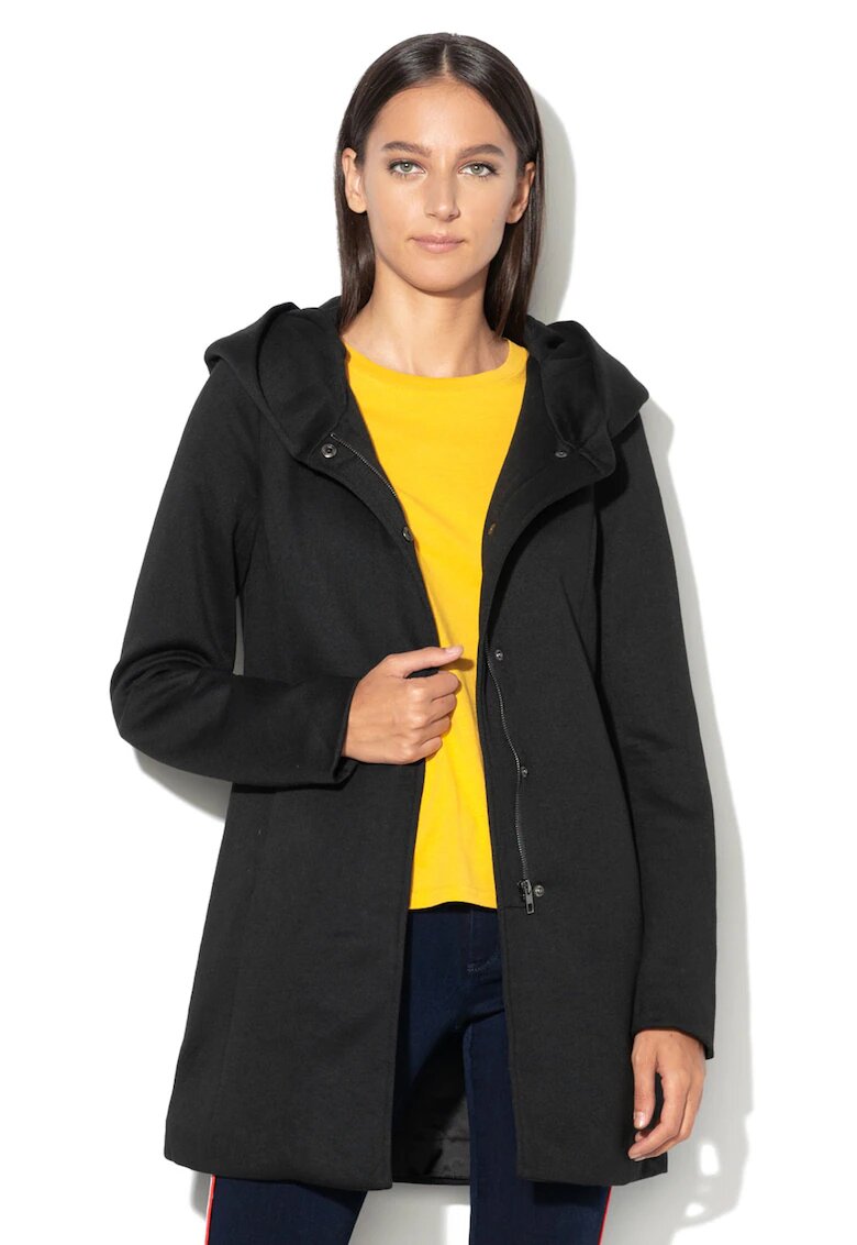 Only Palton cu gluga Sedona - Negru