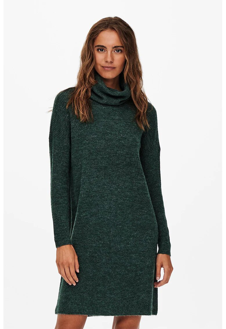 Only Rochie-pulover cu guler inalt Jana - Verde inchis