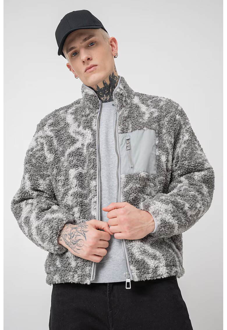 Only & Sons Jacheta din plus cu gluga - Alb/Gri