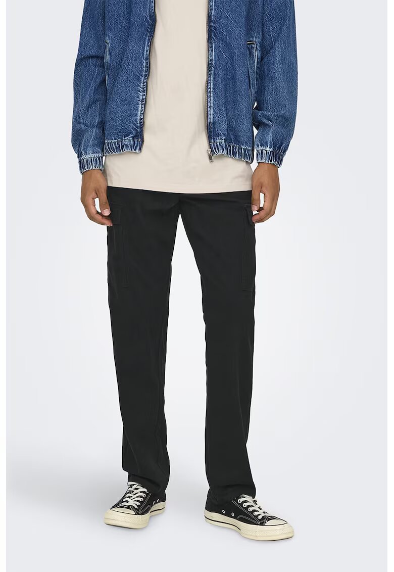 Only & Sons Pantaloni cargo regular fit cu talie medie - Negru