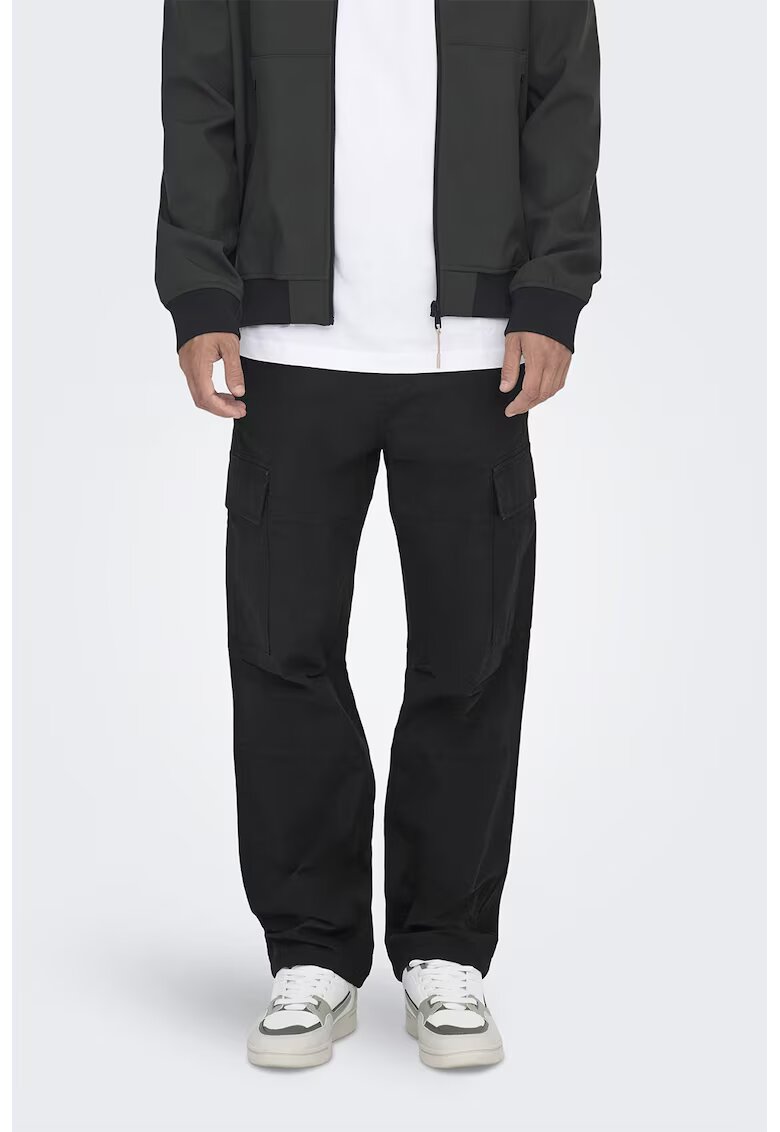 Only & Sons Pantaloni relaxed fit cu talie medie - Negru