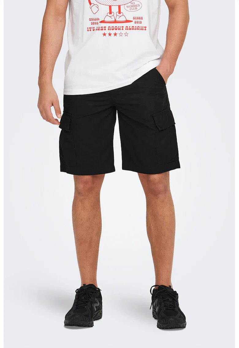 Only & Sons Pantaloni scurti din bumbac cu buzunare - Negru