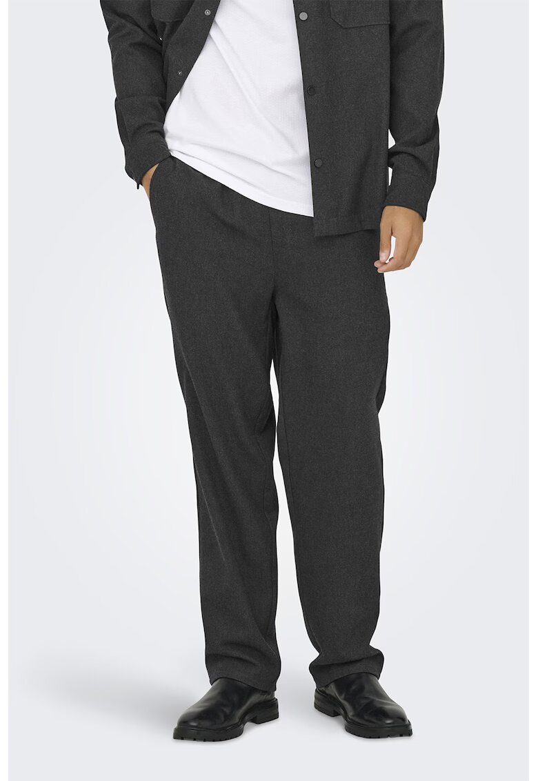 Only & Sons Pantaloni uni de trening relaxed fit - Gri inchis melange