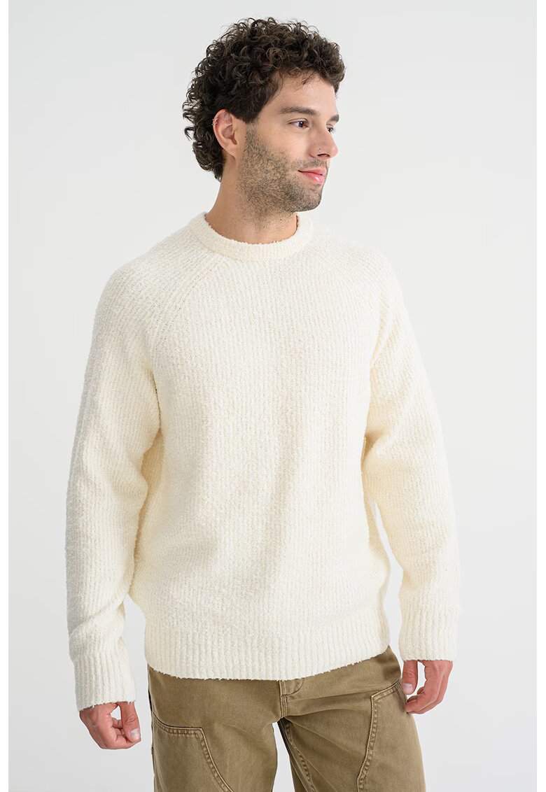 Only & Sons Pulover cu maneci raglan si decolteu la baza gatului - Alb murdar