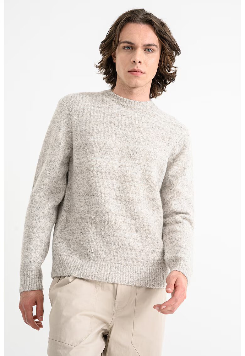 Only & Sons Pulover tricotat cu decolteu la baza gatului - Gri deschis melange