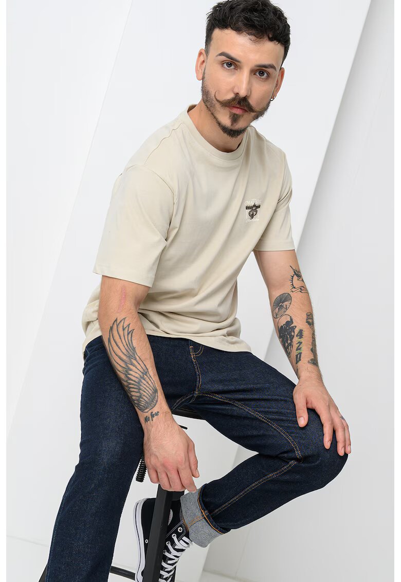 Only & Sons Tricou de bumbac organic cu imprimeu grafic Hoya - Bej