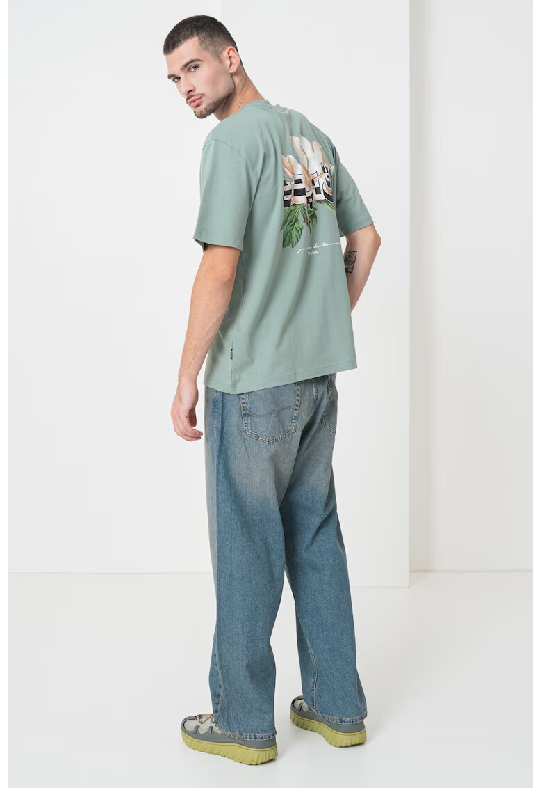 Only & Sons Tricou lejer din bumbac organic cu imprimeu grafic - Verde pal