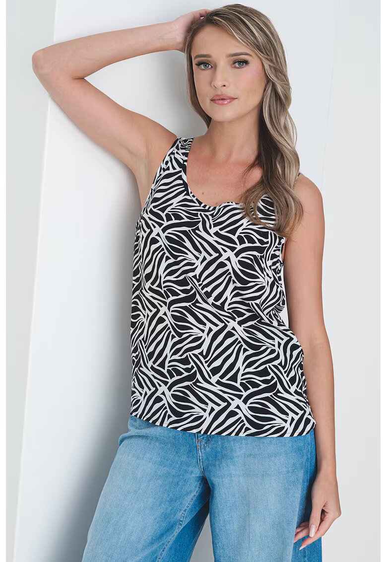 Only Top cu decolteu rotund Onlnova - Alb/Negru