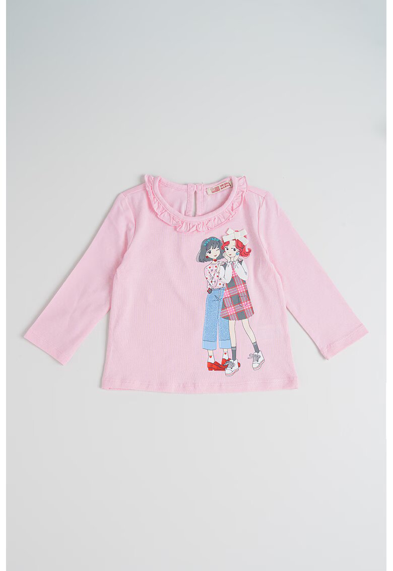 Original Marines Bluza cu imprimeu si guler cu volane - Alb/Roz pastel/Albastru deschis