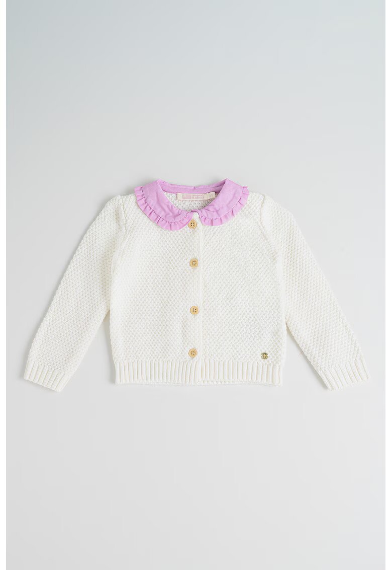 Original Marines Cardigan tricotat din amestec de lana cu guler Peter-Pan - Alb murdar