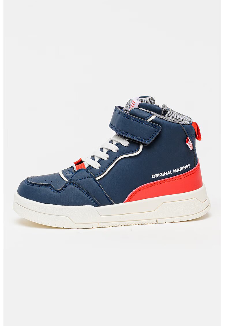 Original Marines Pantofi sport mid-high din piele ecologica cu garnituri contrastante - Rosu/Alb/Bleumarin