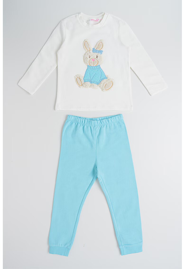 Original Marines Pijama din bumbac cu imprimeu grafic frontal - Alb murdar/Albastru deschis