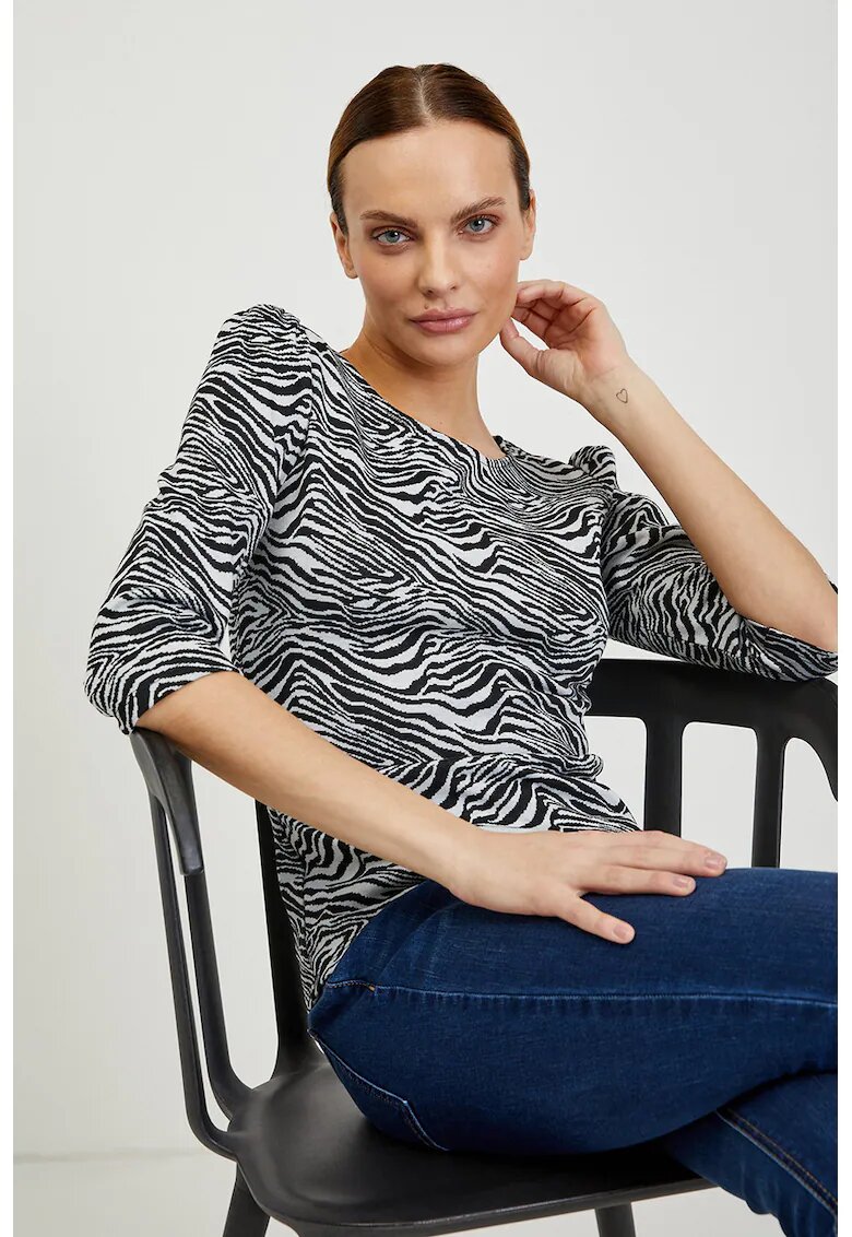 orsay Bluza cu maneci 3/4 - Alb/Negru