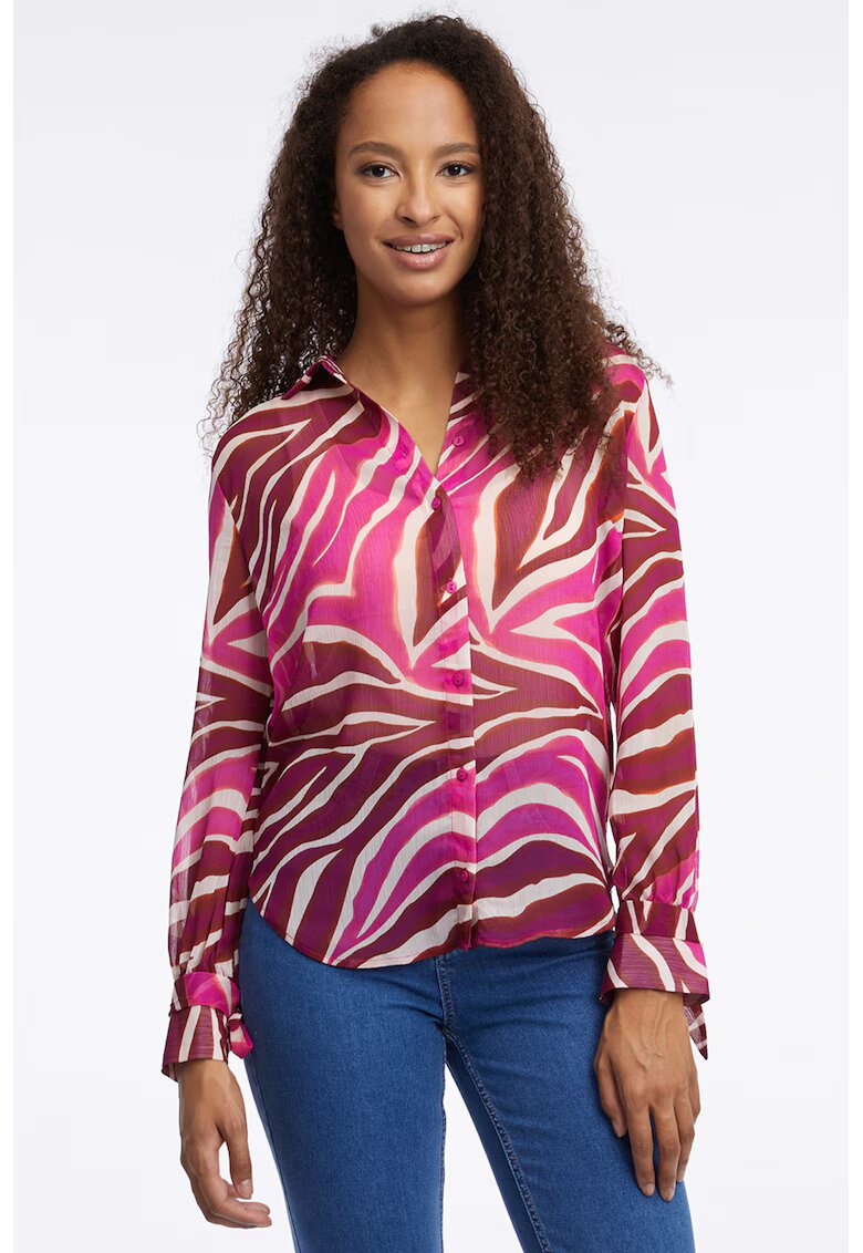 orsay Camasa semitransparenta cu animal print - Rosu inchis/Roz