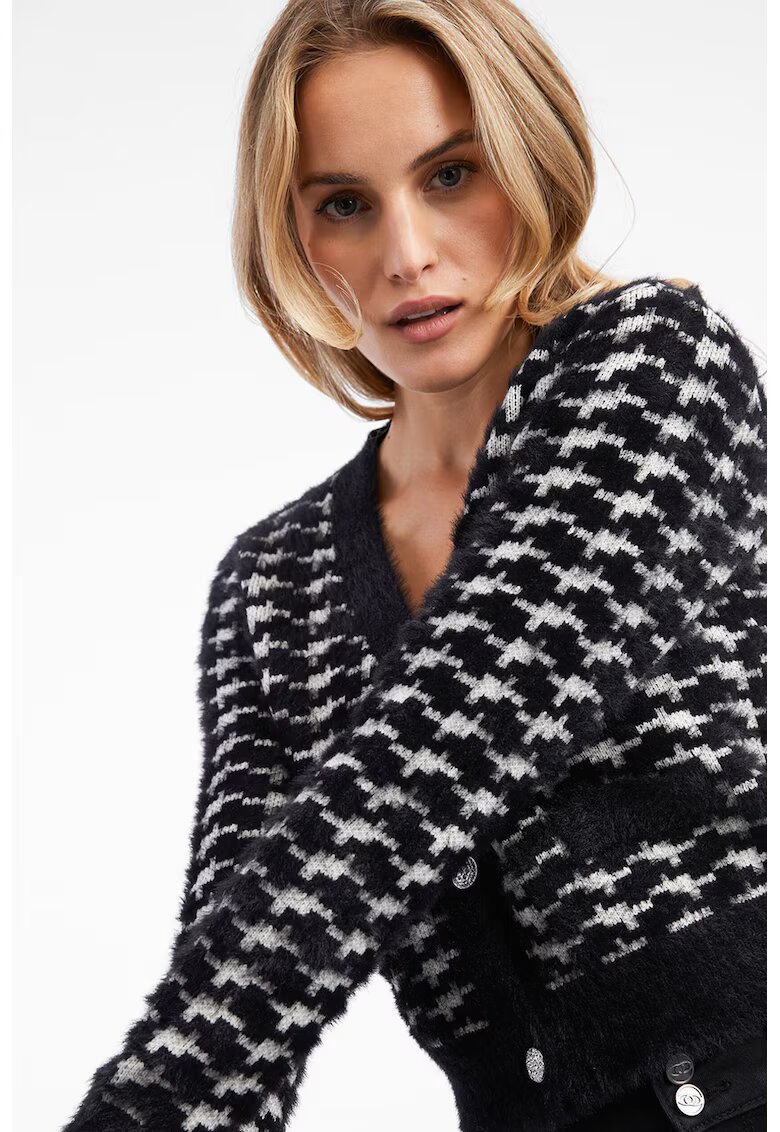 orsay Cardigan cu decolteu in V - model si nasturi - Alb/Negru
