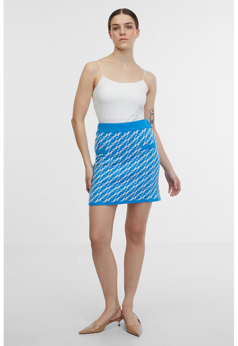 orsay Fusta mini din tricot cu model - Alb/Turcoaz