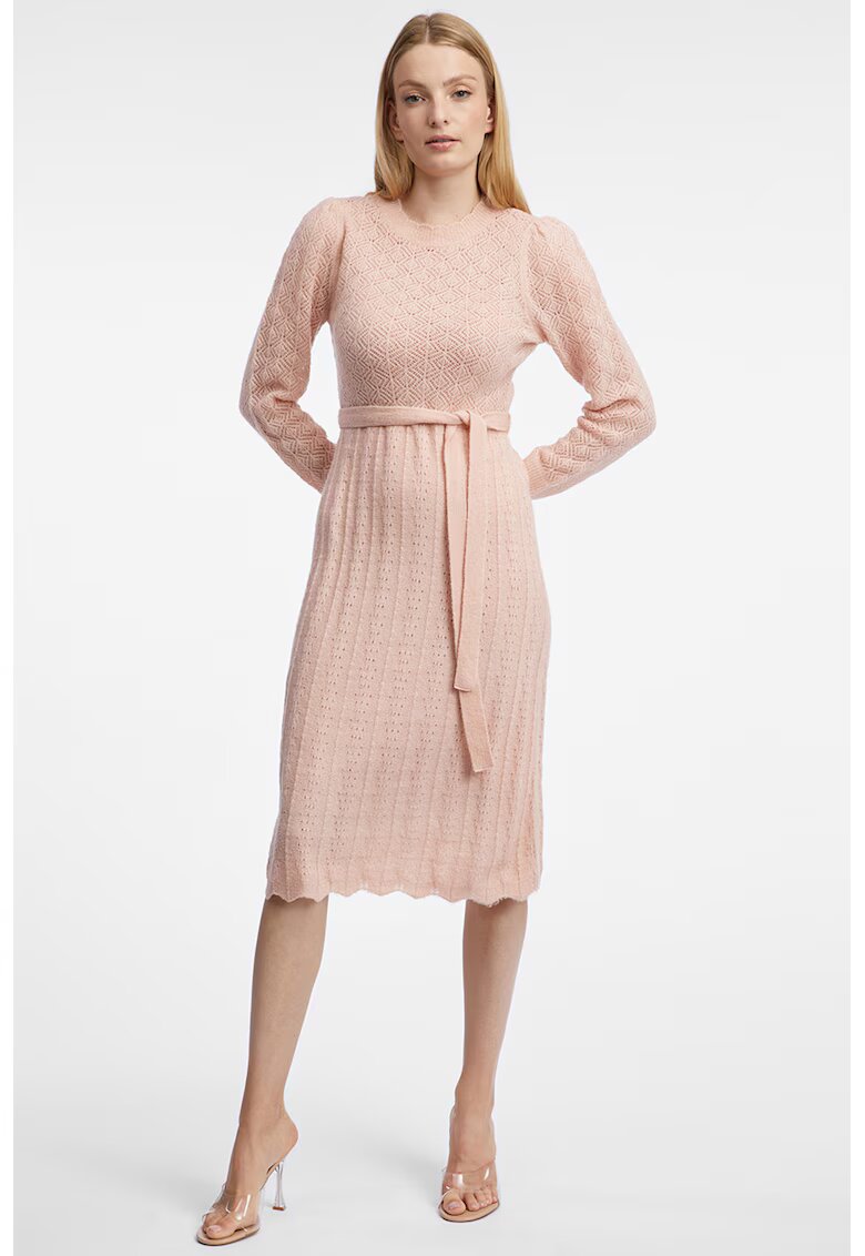 orsay Rochie midi din tricot - Roz prafuit