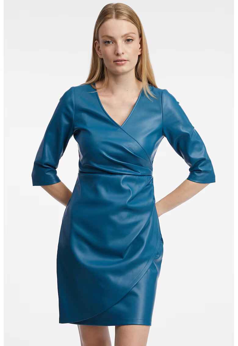 orsay Rochie scurta cu model petrecut si decolteu in V - Albastru inchis
