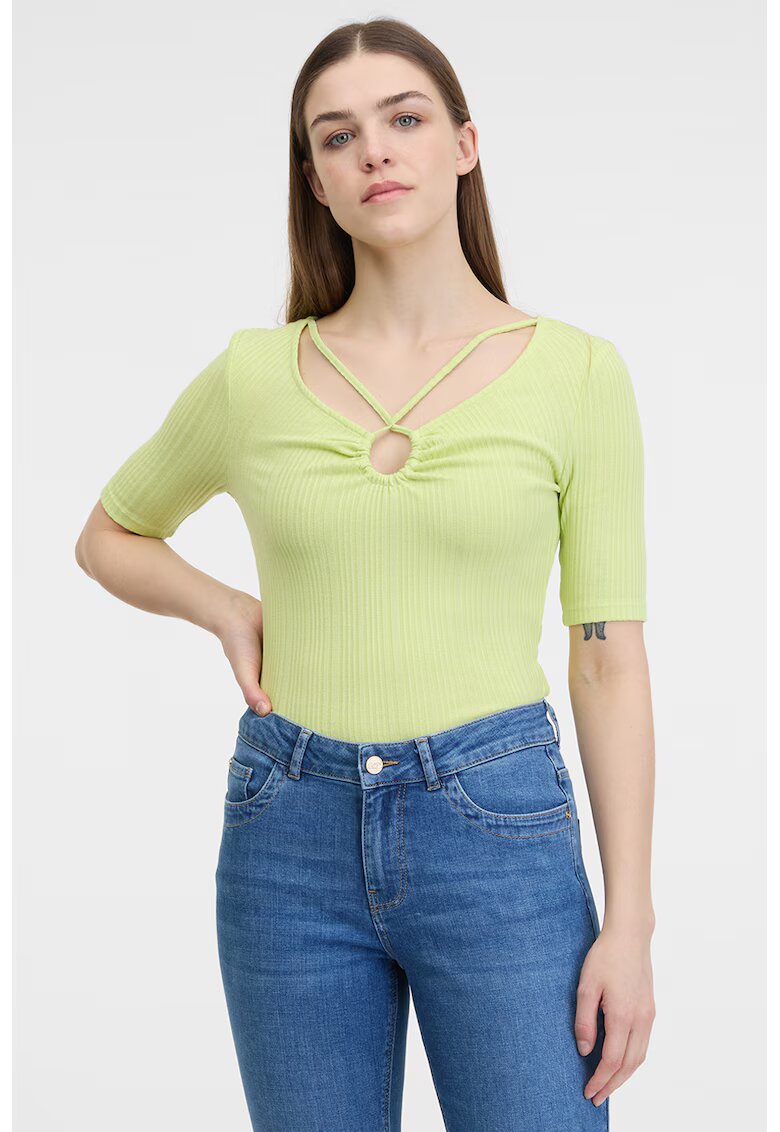 orsay Tricou cu decolteu in V - Verde lime