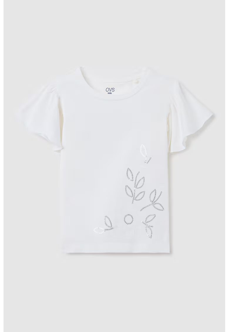 OVS Tricou cu maneci cu volane - Gri deschis