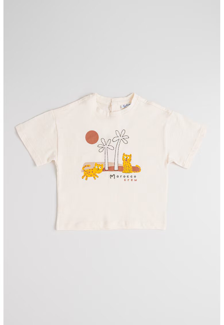 OVS Tricou de bumbac cu imprimeu grafic - Galben pal