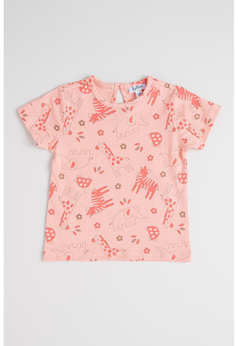 OVS Tricou de bumbac cu model cu animale - Roz deschis