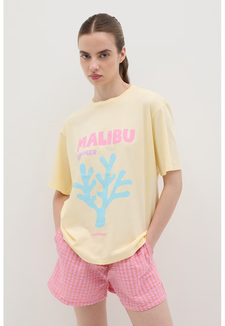OVS Tricou din bumbac cu imprimeu grafic - Galben
