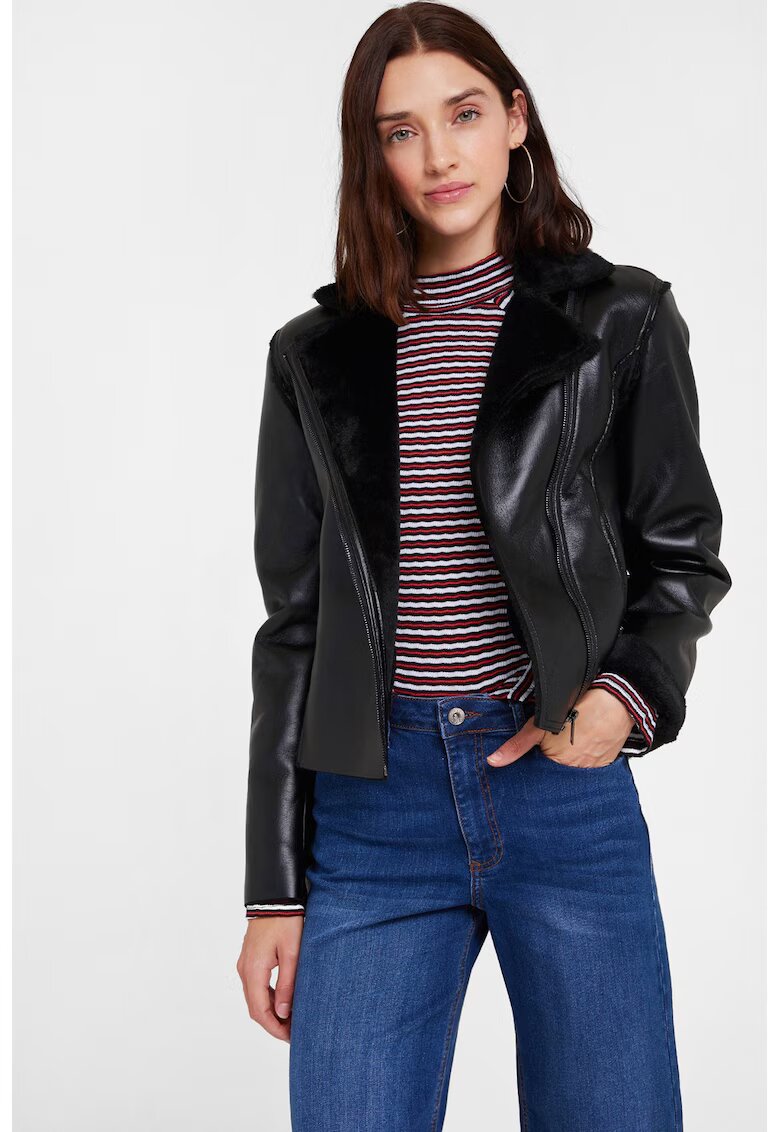 OXXO Jacheta biker de piele ecologica - Negru