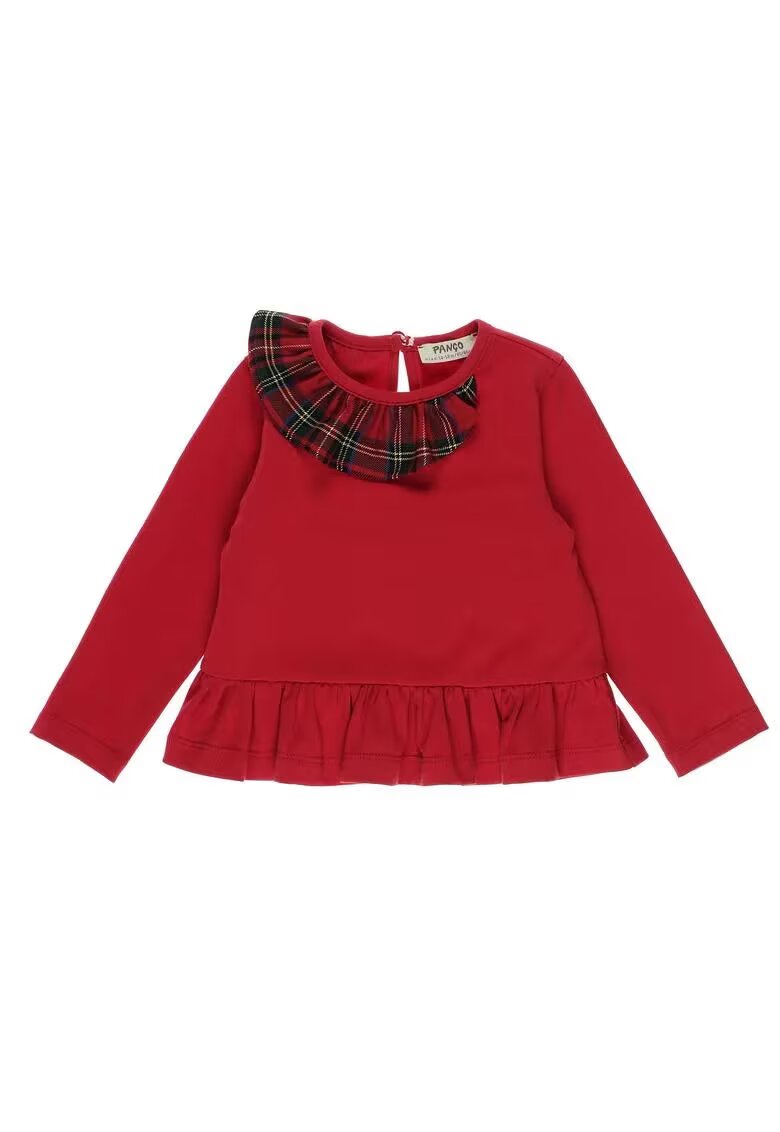 Panco Bluza cu maneca lunga si volan - Stuart - Rosu - pentru fetite - 56/62