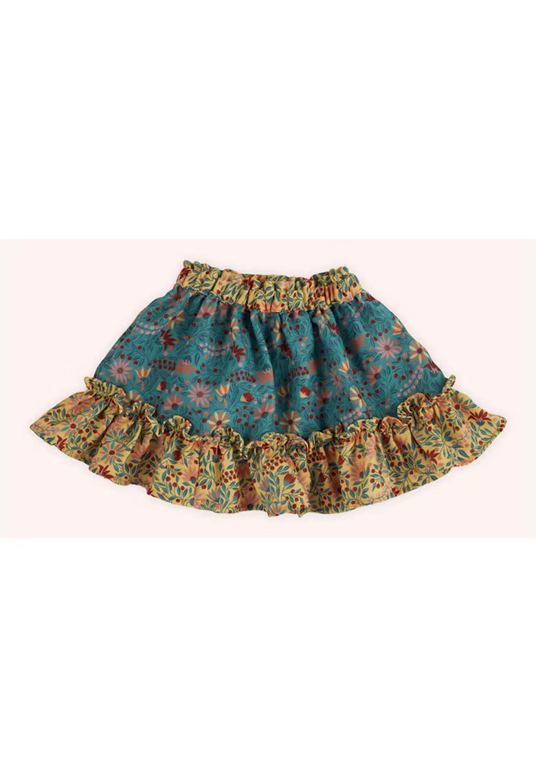 Panco Fusta cu volanas - - Retro Journey - Verde si Galben - pentru fetite - Verde