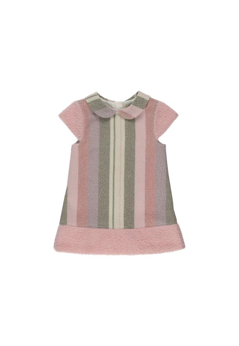 Panco Rochie cu guler - Cotton Candy - Roz cu dungi - pentru fetite - Roz