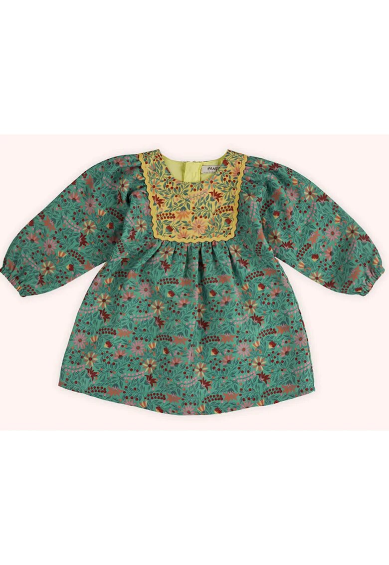 Panco Rochie cu maneca lunga - Retro Journey - Verde & Galben - pentru fetite - Verde/Galben