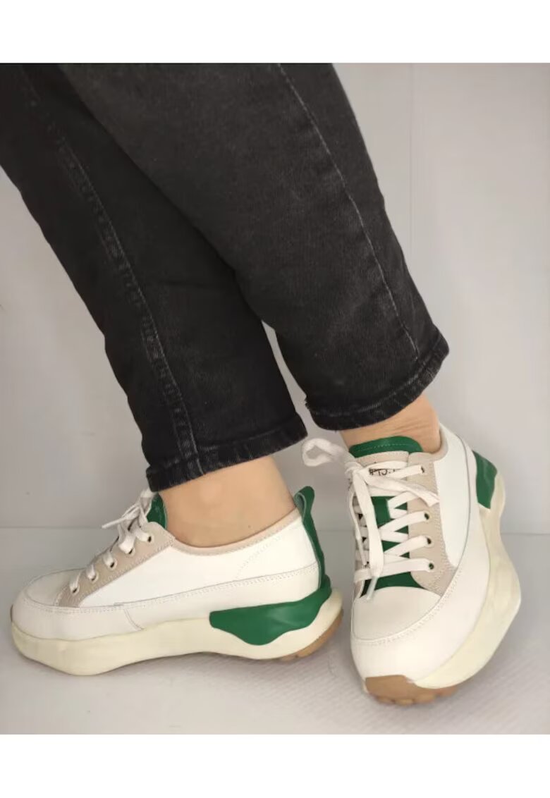 Pass Pantofi Casual Dama 60006C 97-N Crem Cu Verde - Crem - Crem