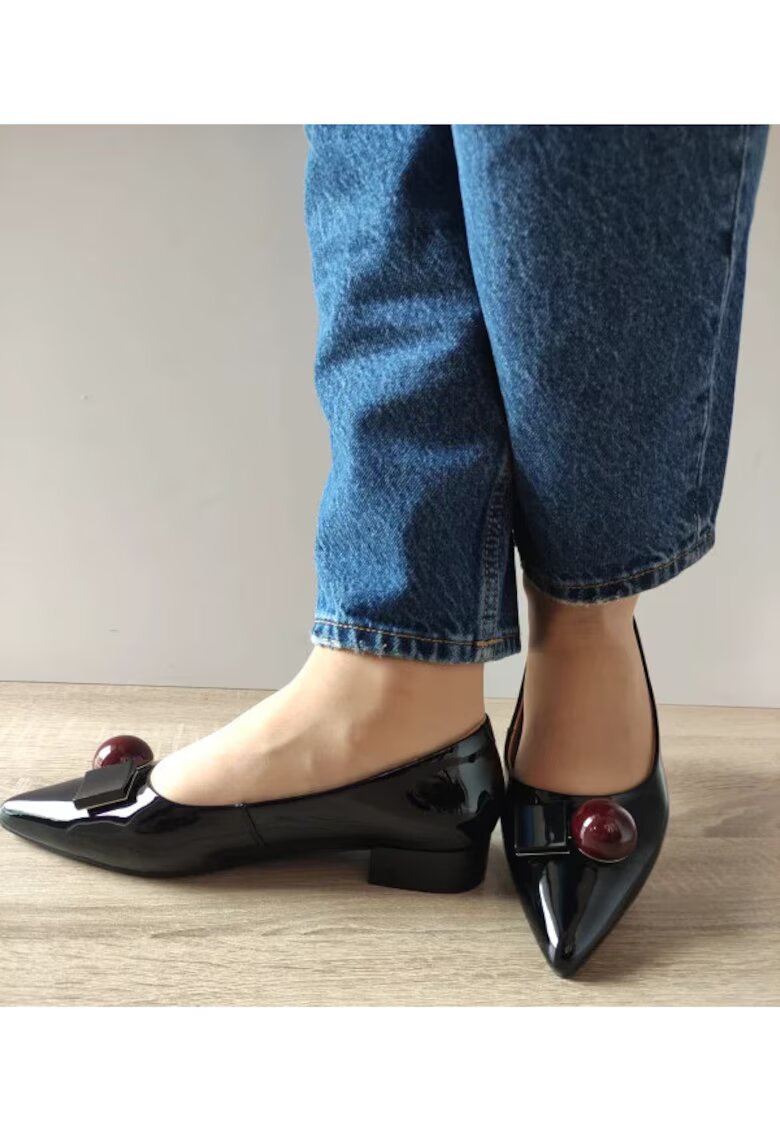Pass Pantofi Eleganti Dama 460002A 01-L Negri Lac - Negru - Negru
