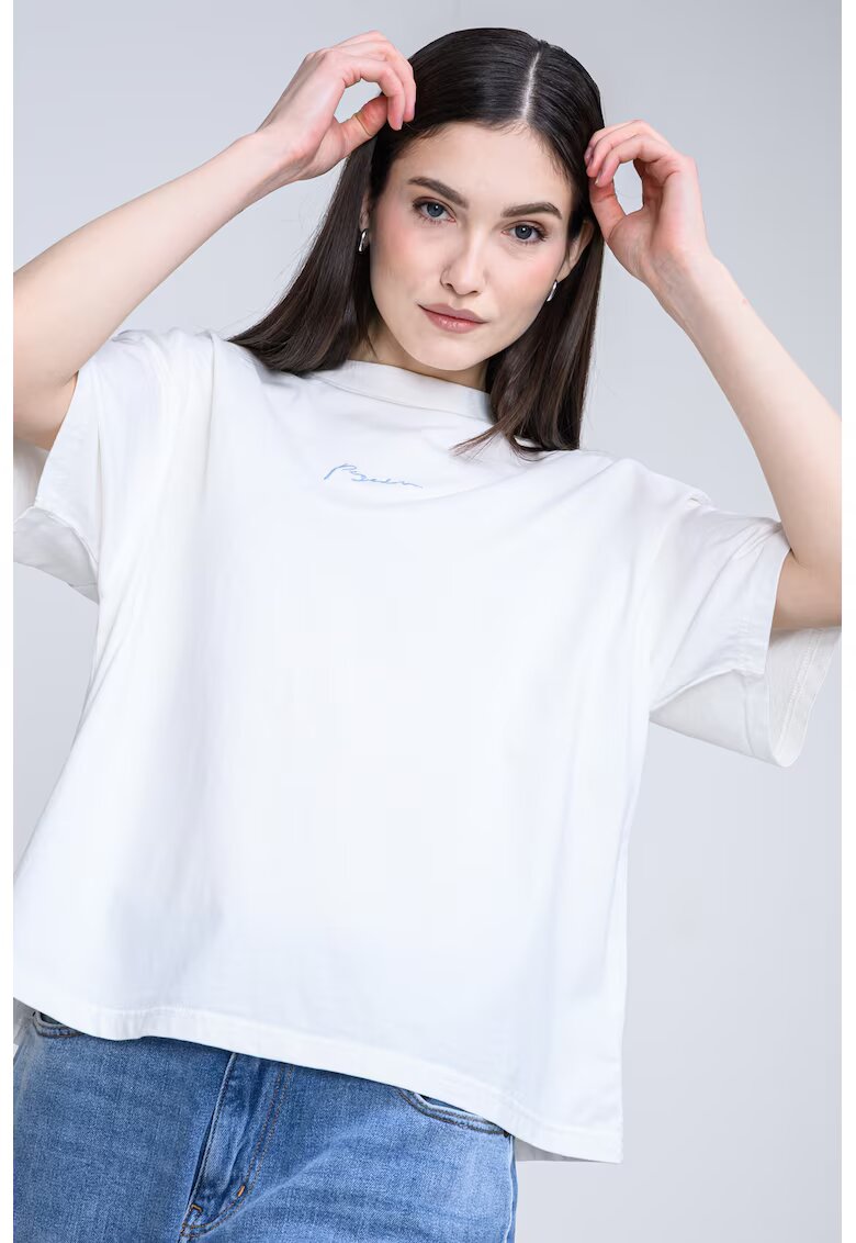 Pegador Tricou de bumbac cu imprimeu - Albastru glaciar/Alb murdar