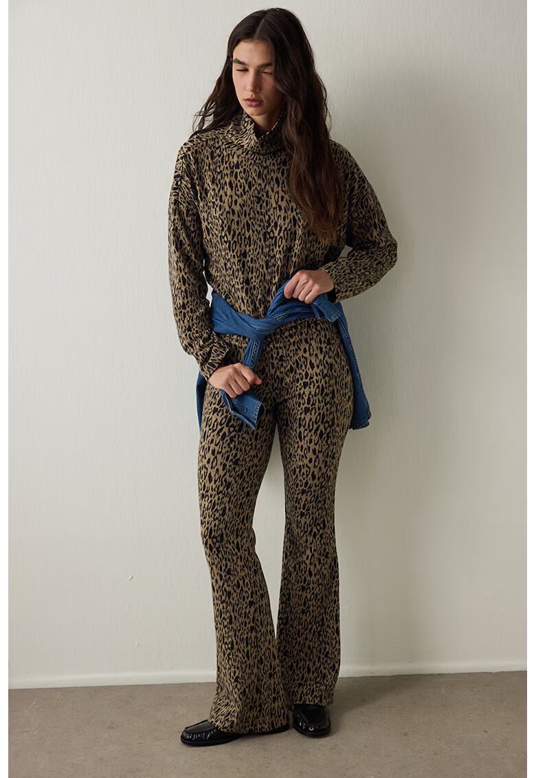 Penti Colanti evazati cu animal print - Negru/Maro deschis