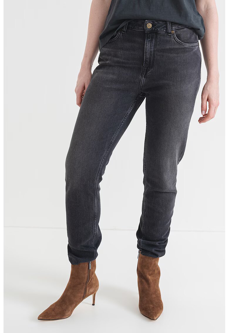 Pepe Jeans London Blugi conici cu talie inalta - Negru stins