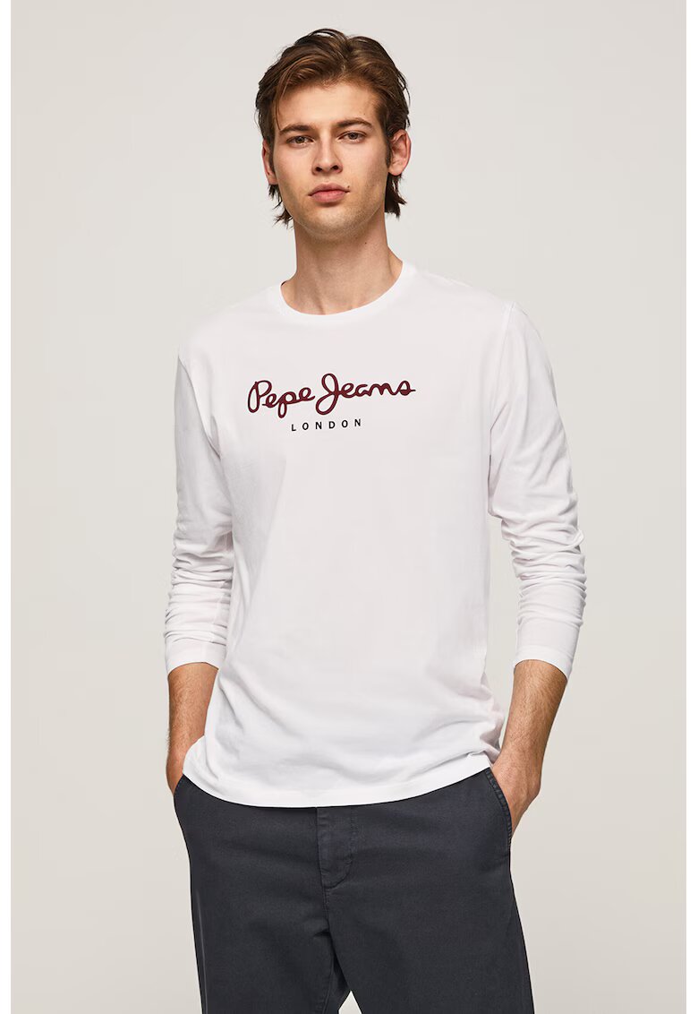 Pepe Jeans London Bluza de bumbac cu imprimeu logo - Alb optic