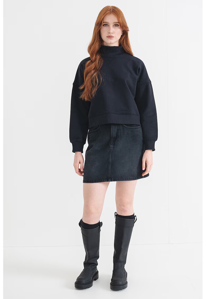 Pepe Jeans London Bluza de trening lejera cu guler inalt - Negru stins