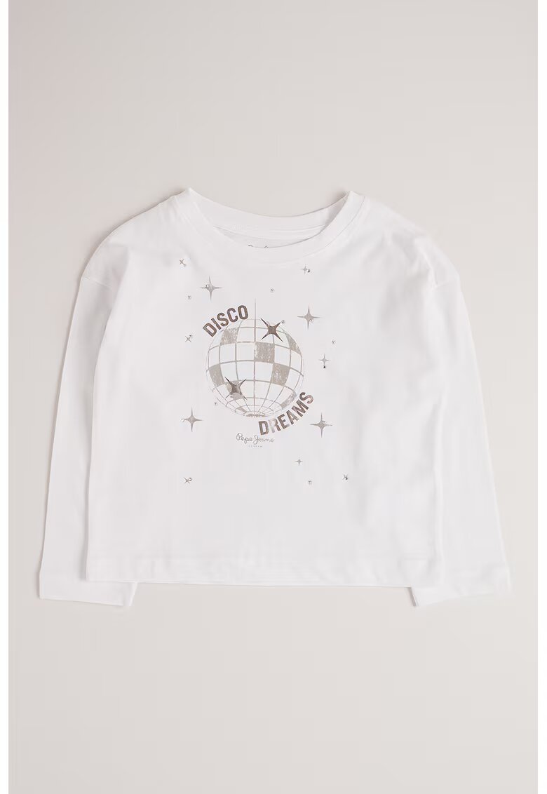 Pepe Jeans London Bluza din bumbac cu imprimeu - Alb optic/Argintiu