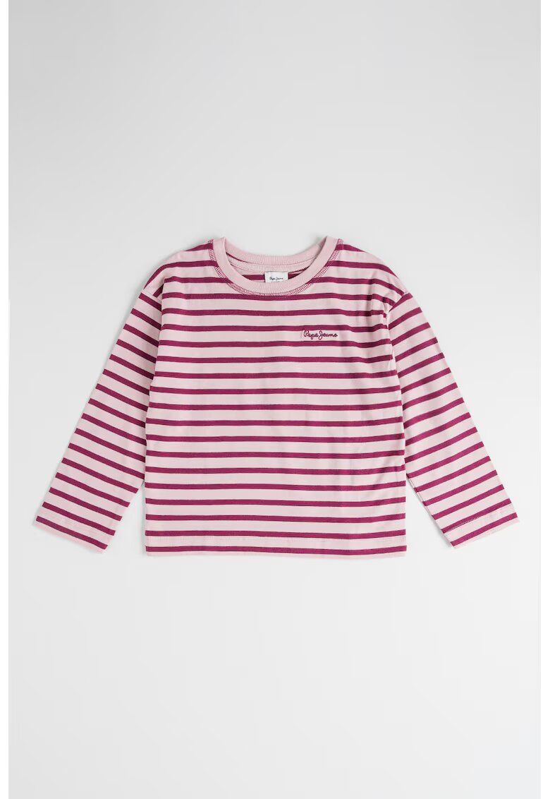Pepe Jeans London Bluza din bumbac cu maneci lungi si dungi - Violet prafuit