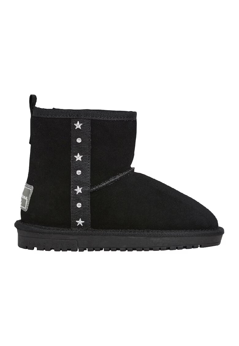 Pepe Jeans London Ghete slip-on din piele intoarsa cu tinte - Negru