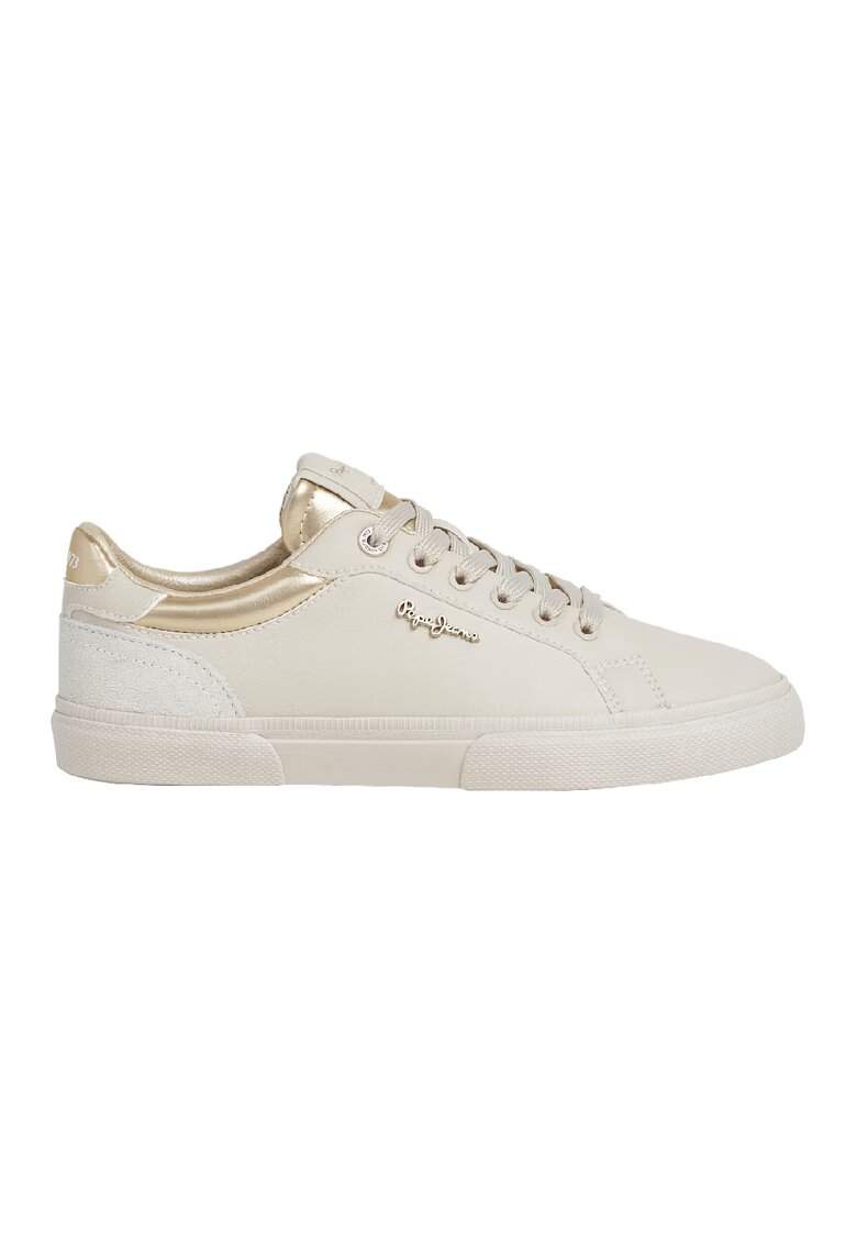 Pepe Jeans London Pantofi sport cu detalii de piele intoarsa - Auriu/Alb fildes
