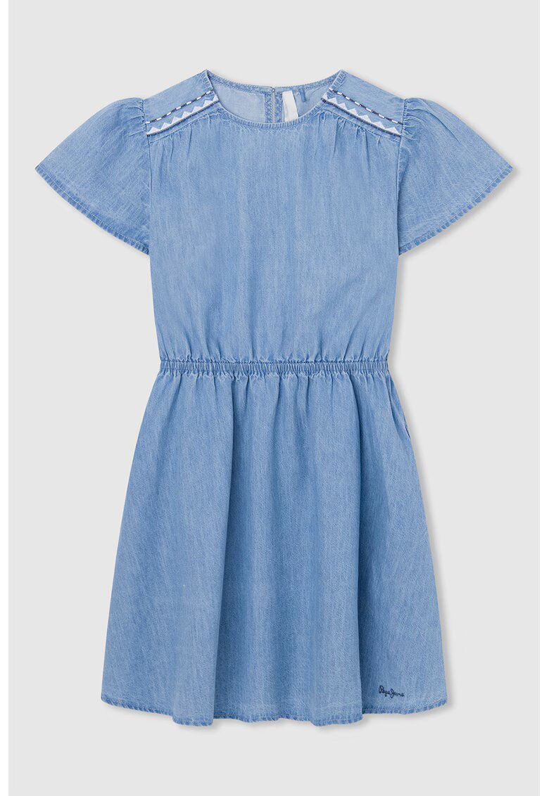 Pepe Jeans London Rochie din denim cu decupaj pe partea din spate - Albastru