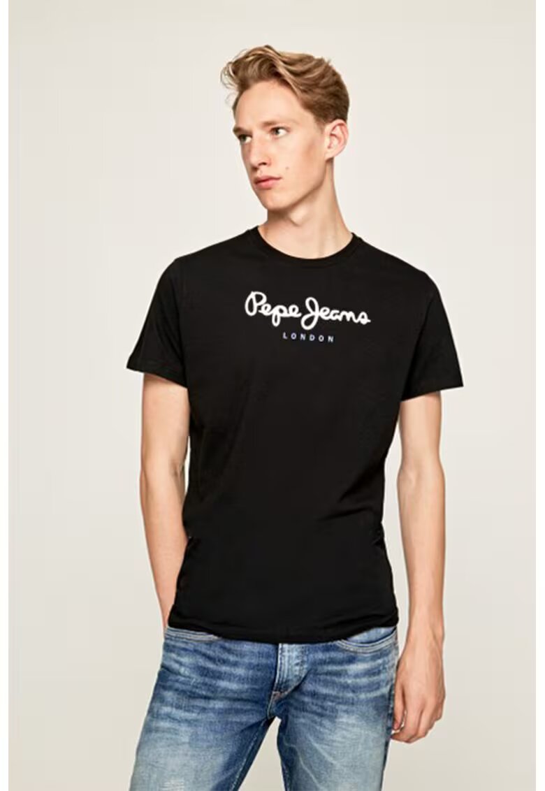 Pepe Jeans London Tricou din bumbac Eggo - Alb/Negru