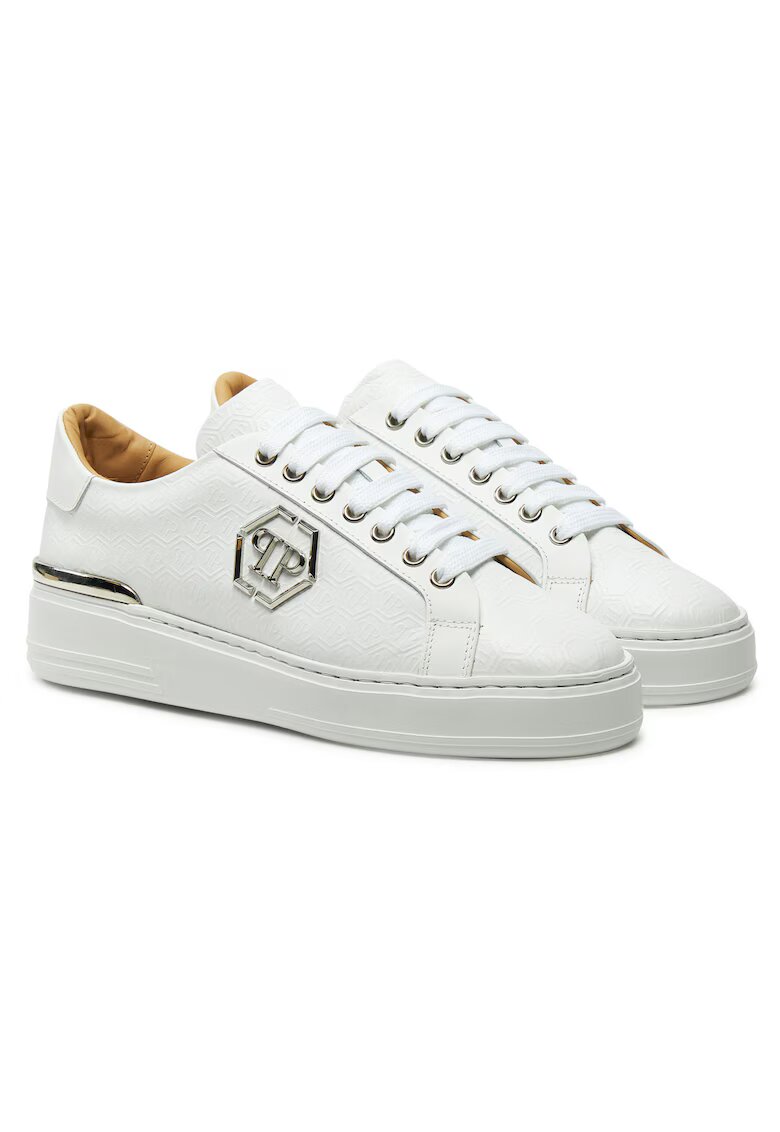 Philipp Plein Tenisi barbati piele naturala - alb -PLE010N