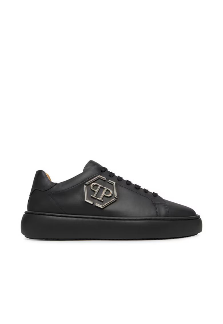 Philipp Plein Tenisi barbati piele naturala - negru