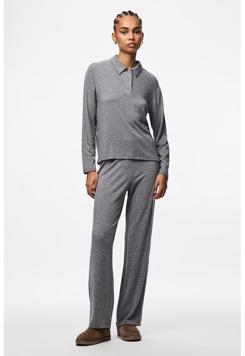 Pieces Pantaloni drepti cu model uni - Gri deschis