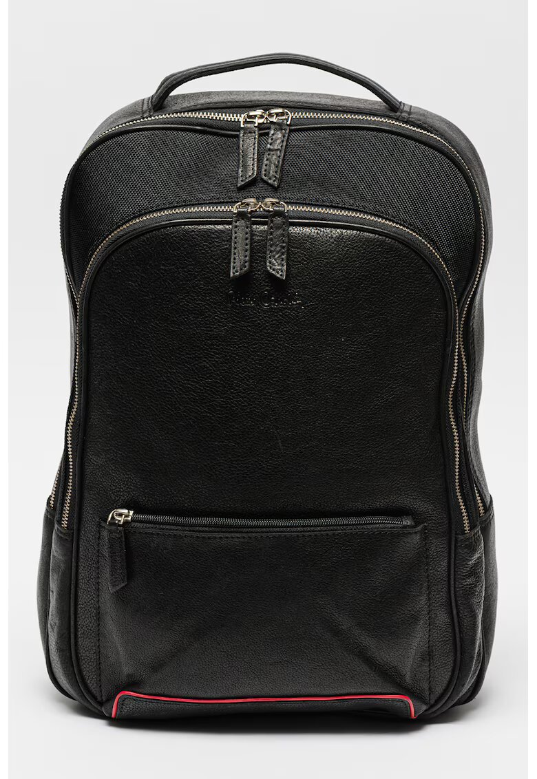 Pierre Cardin Rucsac din piele cu buzunare exterioare - Rosu/Negru